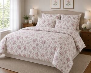Nanette Lepore KING 6 Piece Sheet Set White Floral Pink Purple Bedding